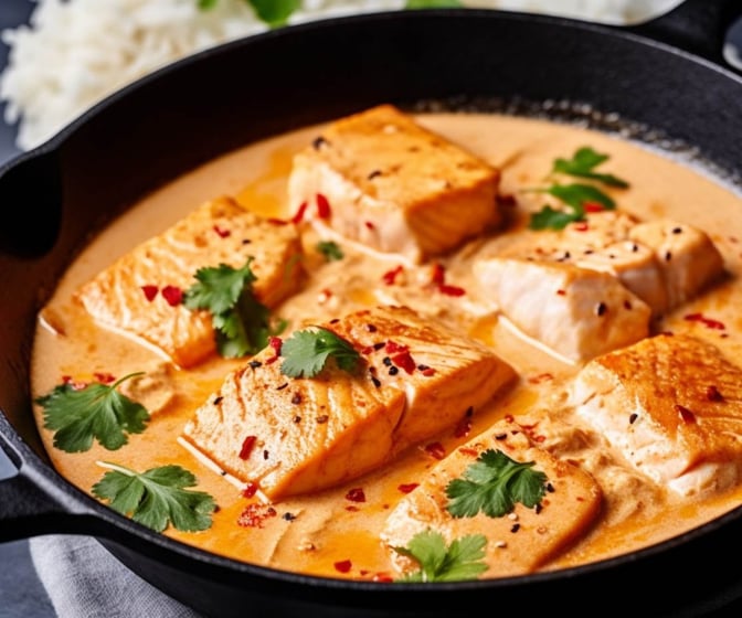 Asiatisk kokosgryta med lax