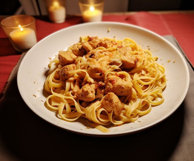 Saffranspasta med kyckling